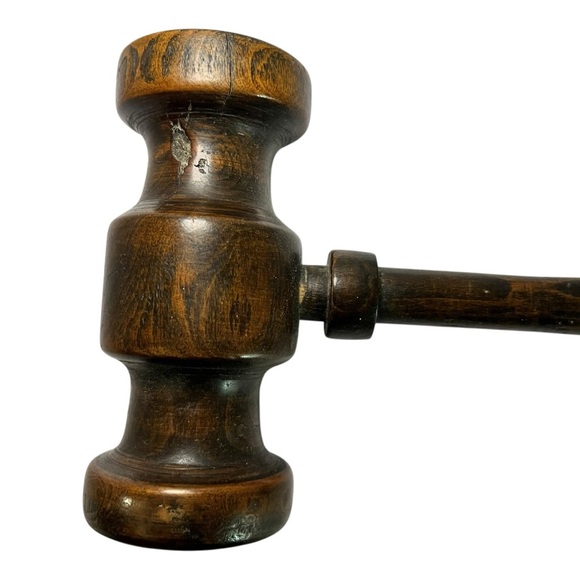Handmade Wooden Gavel Solid Dark Wood Rustic Vintage Look Judge Auction Decor - Picture 7 of 8